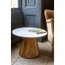 Carlton Fluted Ridged Wood Round Coffee Table Marble Top 60cm