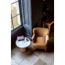 Carlton Fluted Ridged Wood Round Coffee Table Marble Top 60cm