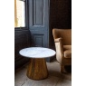Carlton Fluted Ridged Wood Round Coffee Table Marble Top 60cm