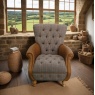 Westminster Armchair in Harrington Tweed (Fellwood Lodge) and Tan leather Trims (New 2025)