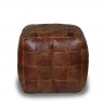 vintage Bean Bag Cube in Brown Cerato Leather