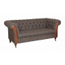 vintage Chester Club 3 Seater Sofa -Moreland Harris Tweed - Fast Track Delivery