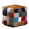 Bean Bag Cube - Leather Top, Mixed Wool and Fabric