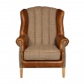 vintage Fluted Wing Armchair - Hunting Lodge Harris Tweed - Fast Track Delivery