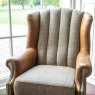 vintage Fluted Wing Armchair - Hunting Lodge Harris Tweed - Fast Track Delivery
