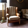 vintage Fluted Wing Armchair - Hunting Lodge Harris Tweed - Fast Track Delivery