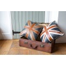 vintage 40 x 40 Union Cushion - Leather and Fabric
