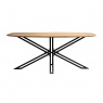 Fluted  Range - D End Oval Dining Table Mango Wood 180cm with Spider X Leg