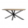 Fluted  Range - D End Oval Dining Table Mango Wood 180cm with Spider X Leg