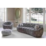 Carlton Aero Bubble Ottoman in Grey~White Houndstooth Fabric