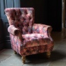 vintage Westminster Armchair in Printed Coral Velvet