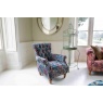 vintage Westminster Armchair in Printed Blue Velvet (New 2024)