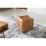 vintage Framed Cubed Stool Brown 3L Cerato Brown Leather