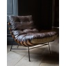 Longbeach Leather Chair with Canvas Back - Ash Wooden Frame