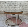 Wooden Glass Round Coffee Table with Metal Frame