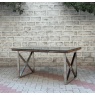 Wooden Glass Dining Table with Metal Legs