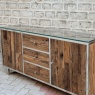Carlton Wooden Glass Sideboard with Metal Legs
