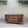 Carlton Wooden Glass Sideboard with Metal Legs